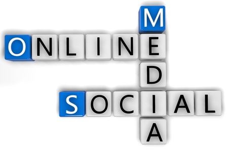 3D Render Crossword concept: Online Social Mediaの写真素材