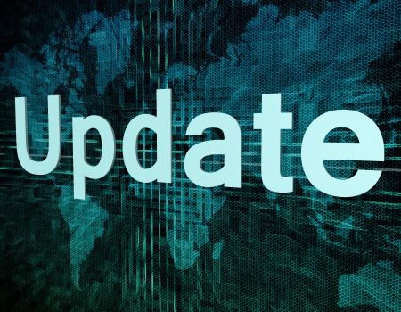Words on digital world map concept: Updateの写真素材
