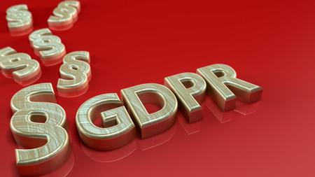 GDPR General Data Protection Regulation Concept with paragraph on red background - 3d render...