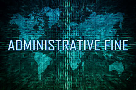 Administrative fine-text concept on green digital world map background.の写真素材