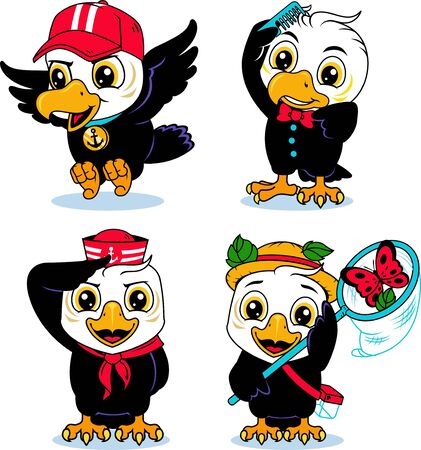 illustration vector graphic of eagle child setのイラスト素材