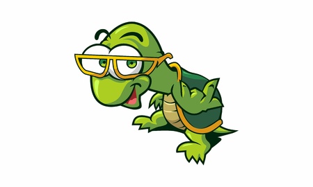 Funny turtle cartoon character showing metal handの写真素材