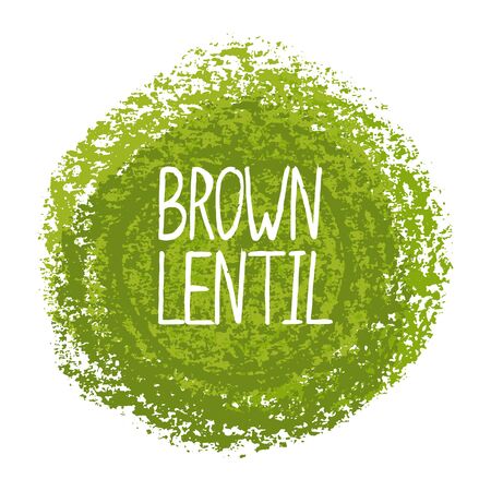 Vector illustration, handwritten word Brown Lentil with texture. Creative lettering for labels, tags, packaging, grocery shop decoration. Natural food concept. Esp 10のイラスト素材