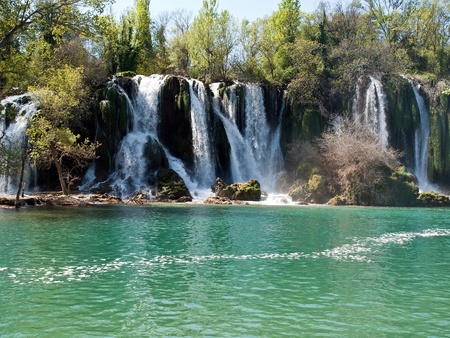 Beautiful view at waterfalls in Bosniaの写真素材