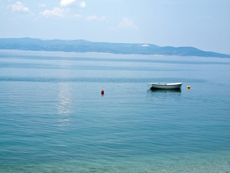 Scenic view at island Hvar and clean blue seaの写真素材