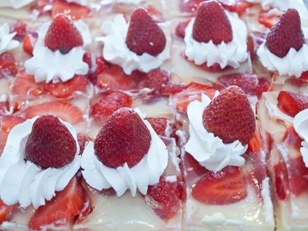 Strawberry cake close upの写真素材