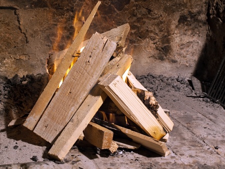 View at traditional old fireplaceの写真素材