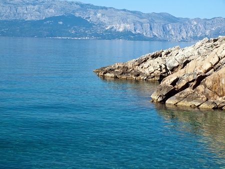 View at blue Adriatic sea from the coast