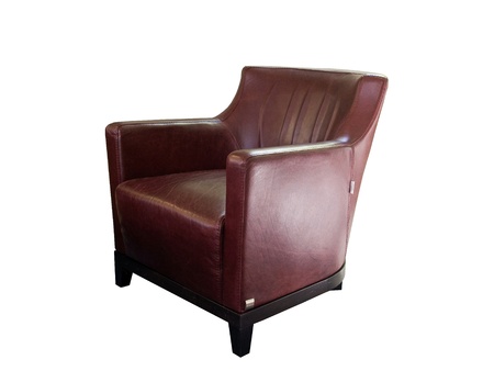 Leather chair isolated on white backgroundの写真素材