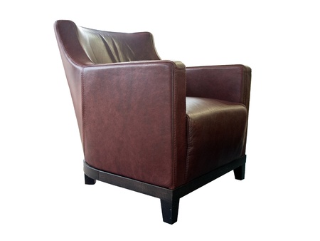 Modern leather chair isolated on white backgroundの写真素材
