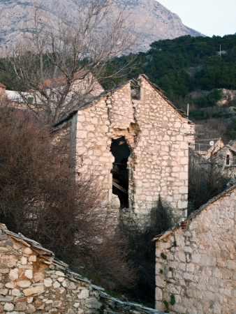 Image shows demolished house in old villageの写真素材