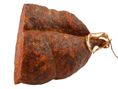 Croatian peppery ham isolated on white background