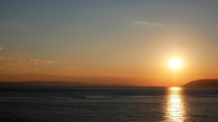 Beautiful sunset on Adriatic sea in Croatiaの写真素材
