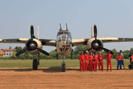 Comina, Italy - June 27, 2010: B-25 Mitchell at La Comina Air Show.