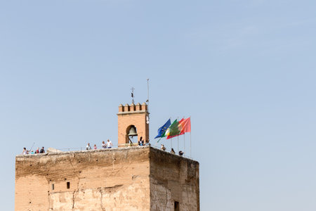 Granada, Spain - May 10, 2018: Tower within the city of the Alhambra