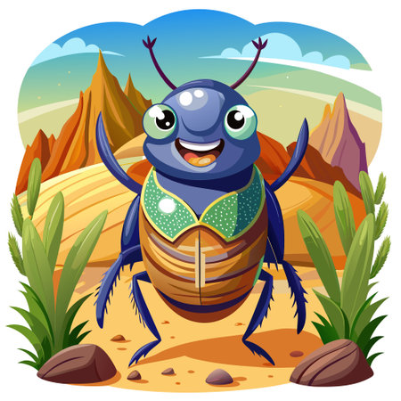 Common Beetle bug devoted smiles desert vector. AI generated image. Clipart cartoon design icon