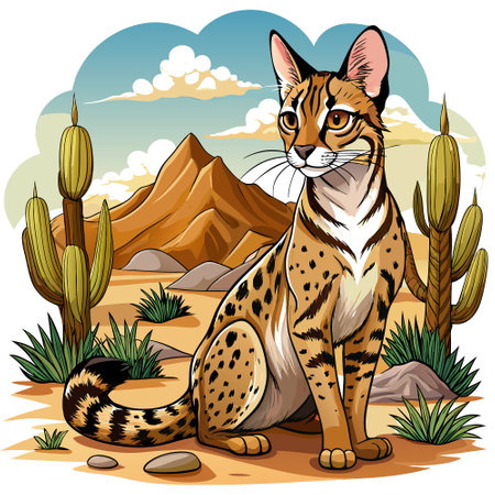 Common Genet lynx sublime smiles bank vector. AI generated image. Clipart cartoon design icon
