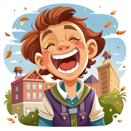 Copperhead snake strong laughs school vector. AI generated image. Clipart cartoon design iconのイラスト素材