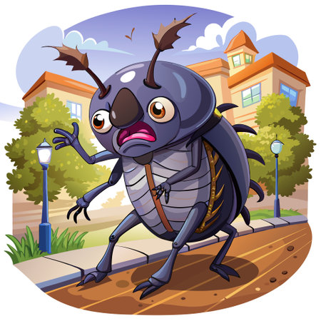 Darkling Beetle bug animated angry sea vector. AI generated image. Clipart cartoon design iconのイラスト素材