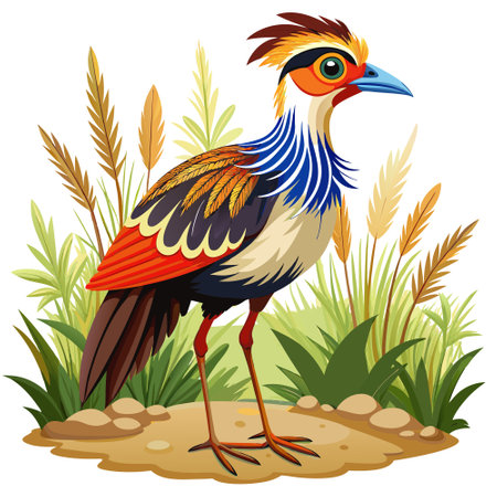 Dikkop bird useful stay garden vector. AI generated image. Clipart cartoon design iconのイラスト素材