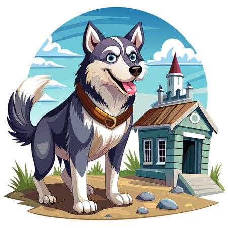 East Siberian Laika dog cheating lies bank vector. AI generated image. Clipart cartoon design iconのイラスト素材