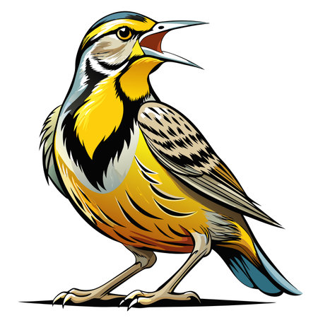 Eastern Meadowlark bird delightful cries school vector. AI generated image. Clipart cartoon design iconのイラスト素材