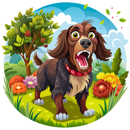 English Setter dog enthusiastic angry bank vector. AI generated image. Clipart cartoon design iconのイラスト素材