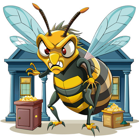 Common Wasp bee belittled goes desert vector. AI generated image. Clipart cartoon design iconのイラスト素材