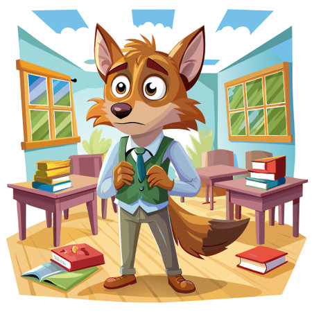 Coyote incapable looks school vector. AI generated image. Clipart cartoon design iconのイラスト素材