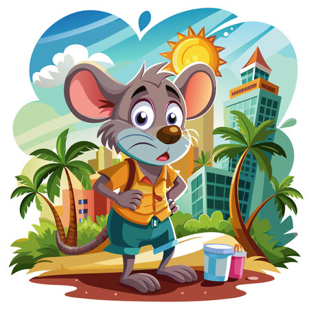 Florida Mouse incapable stay city vector. AI generated image. Clipart cartoon design iconのイラスト素材