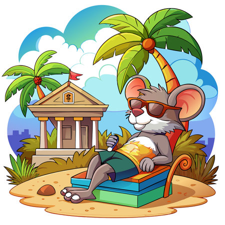 Florida Mouse hot rests bank vector. AI generated image. Clipart cartoon design iconのイラスト素材