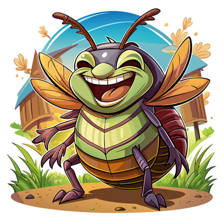 Furniture Beetle bug confused rests desert vector. AI generated image. Clipart cartoon design iconのイラスト素材