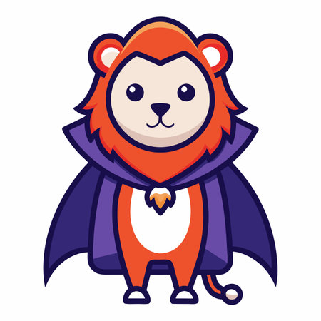 Cape Lion looks kawaii. AI generated image. Clipart cartoon design iconのイラスト素材