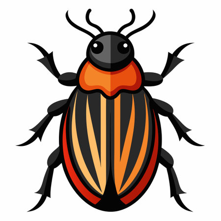 Carrion Beetle runs kawaii. AI generated image. Clipart cartoon design iconのイラスト素材