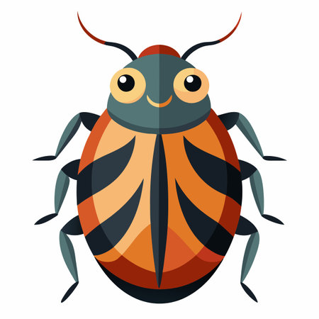 Carpet Beetle flies kawaii. AI generated image. Clipart cartoon design iconのイラスト素材