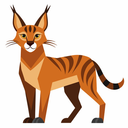 Caracal lynx goes kawaii. AI generated image. Clipart cartoon design iconのイラスト素材