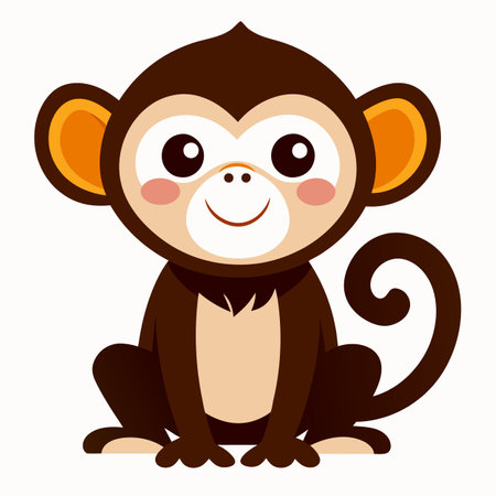 Capuchin Monkey lies kawaii. AI generated image. Clipart cartoon design iconのイラスト素材