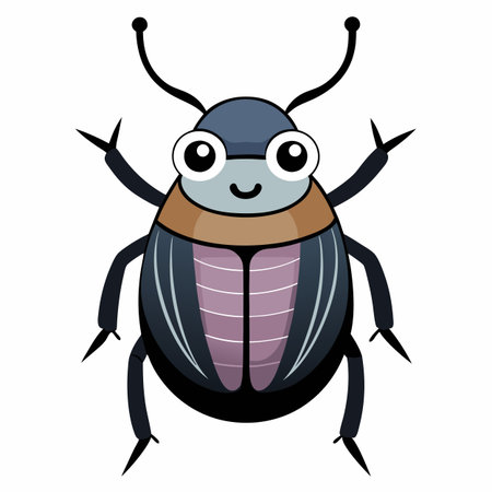 Carrion Beetle play kawaii. AI generated image. Clipart cartoon design iconのイラスト素材
