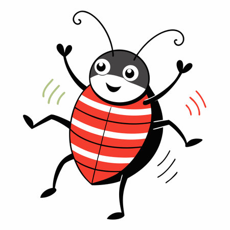 Carpet Beetle dancing kawaii. AI generated image. Clipart cartoon design iconのイラスト素材