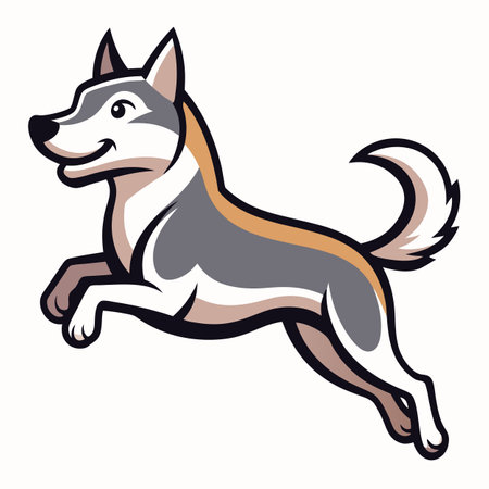 Cesky Fousek dog jumps kawaii. AI generated image. Clipart cartoon design iconのイラスト素材