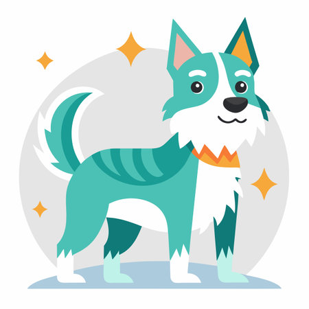 Cesky Fousek dog learns kawaii. AI generated image. Clipart cartoon design iconのイラスト素材