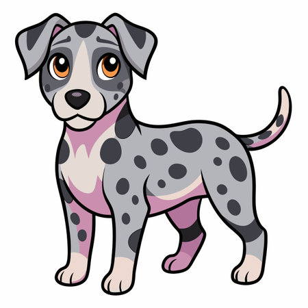 Chinook Salmon dog sits kawaii. AI generated image. Clipart cartoon design iconのイラスト素材