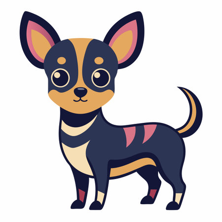 Chiweenie dog looks kawaii. AI generated image. Clipart cartoon design iconのイラスト素材