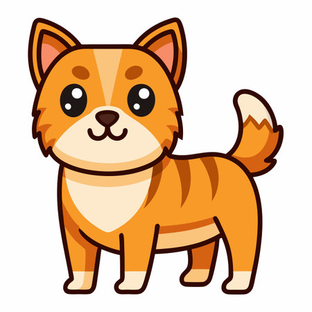 Chipit dog stands kawaii. AI generated image. Clipart cartoon design iconのイラスト素材