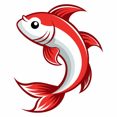 Cichlid fish dancing kawaii. AI generated image. Clipart cartoon design iconのイラスト素材