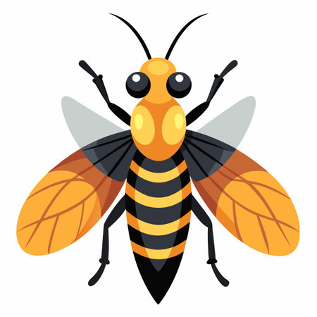 Cicada Killer Wasp bug looks kawaii. AI generated image. Clipart cartoon design iconのイラスト素材