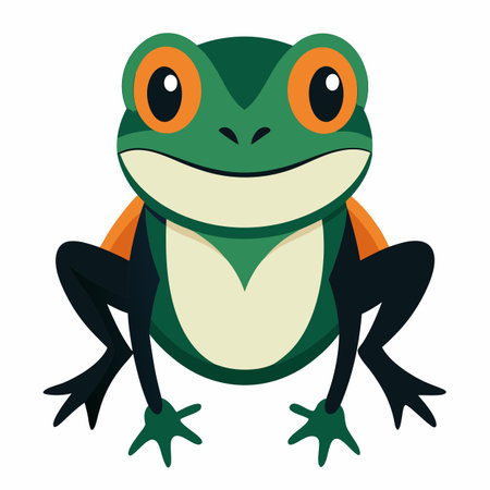 Clawed Frog goes kawaii. AI generated image. Clipart cartoon design iconのイラスト素材