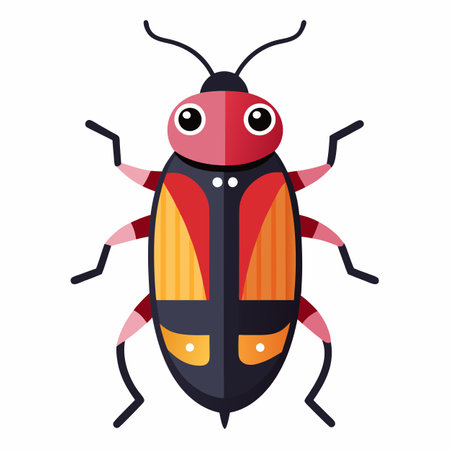 Click Beetle bug lies kawaii. AI generated image. Clipart cartoon design iconのイラスト素材