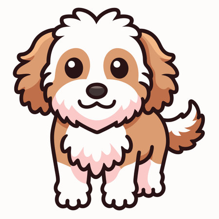 Cockapoo dog looks kawaii. AI generated image. Clipart cartoon design iconのイラスト素材