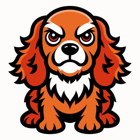 Cocker Spaniel dog angry kawaii. AI generated image. Clipart cartoon design iconのイラスト素材